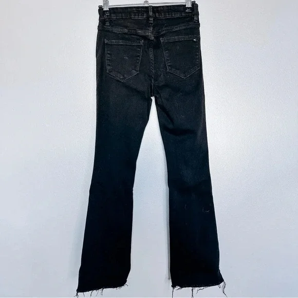 Mica Black High Waisted Flare Jeans w/ Front Slit Size 24 - Picture 5 of 8